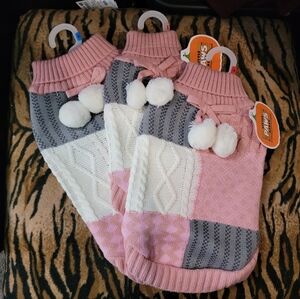 Pet Sweater Dog Or Cat Pink and Gray Knit Xs Sm Med New!